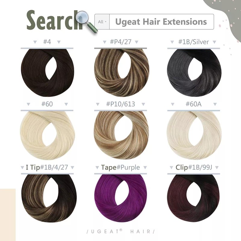 Ugeat Extensiones Cabello Real #2/6/12 Balayage Marrón 14in 50gr