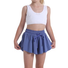 Flowy Shorts for Teen Girls Athletic Running Biker Shorts Youth Butterfly Shorts（Greyblue-XS）
