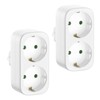 2-Way Socket Adapter with Touch Protection, White