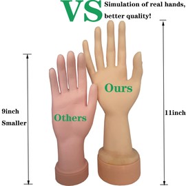 Voloria Practice Flexible Mannequin Hand Nail Display with Soft Fingers and Practice Manicure Nails Hand