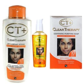 E de B Ct+ Clear Therapy Loción + Jabón + Suero Aclarante Extra Con Aceite De Zanahoria(Paquete De 3)