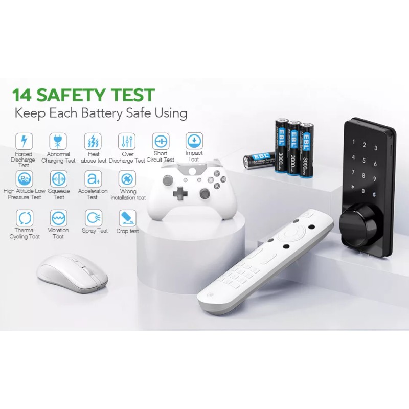 EBL 4-20Pcs 3000mAh 1.5V AA Lithium Batteries Constant Volt Double