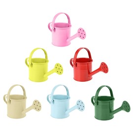 DOITOOL Kids Watering Can Small Metal Watering Cans, 6PCS Gardening Water Pots Garden Watering Bucket Plant Watering Can Iron Mini Watering Can for Kids (Mixed Style)