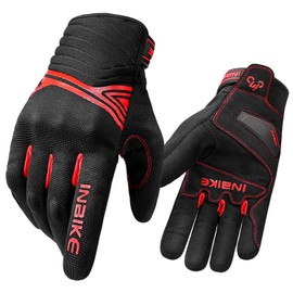 INBIKE - Guantes de invierno impermeables para motocicleta, con visualización táctil de forro polar con almohadilla de palma TPR amortiguadora, nudillos duros, color rojo, talla S