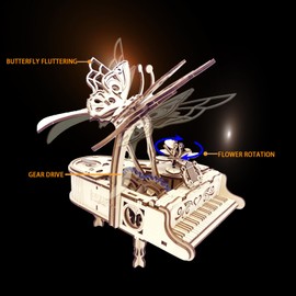 3D Wooden Puzzle for Adults - Piano Diy Music Box Wood Model Kits Construction Craft Kits Mechanical Jigsaw Puzzles for Age 14+ years old