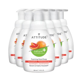 ATTITUDE Foaming Hand Soap, Plant and Mineral-Based Ingredients, Vegan and Cruelty-free Personal Care Products, Pink Grapefruit, 10 Fl Oz (Pack of 6)