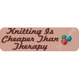 StickerTalk Knitting is Cheaper Than Therapy Magnet, 10 inches by 3 inches