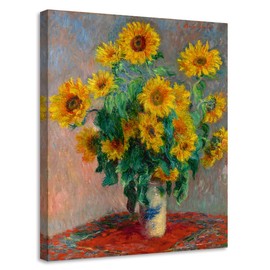 Monet Sunflower Flower Wall Art, Famous Floral Picture Print on Canvas for Bedroom Decor 16 x 20