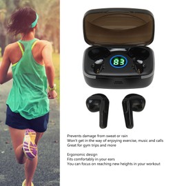 M80 True Wireless Earbuds, IPX7 Waterproof Bluetooth 5.3 Headphones, Ergonomical Noise Cancelling Earphones with Charging Case, Deep Bass Bluetooth Earphones for Fitness, Trips