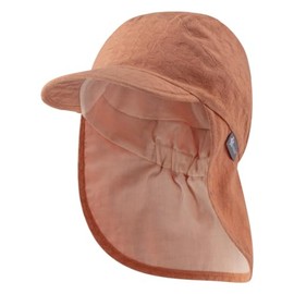 Sterntaler Peaked Cap Neck Jacquard – Girls' Cotton Hat – UV Protection 50+ Sun Hat with Neck Protection – Summer Headpiece with Batiste Lining (Organic), Light brown, 55