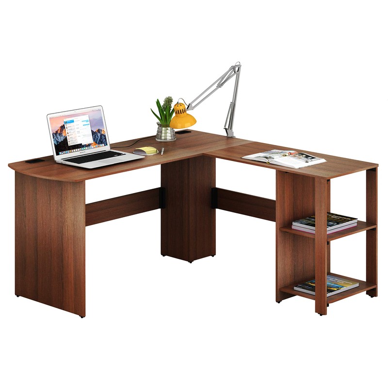 SHW 51 x 51 Inches L-Shaped Home Office Wood Corner