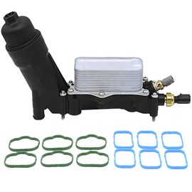 FOKES Engine Oil Cooler and Oil Filter Housing Adapter gaskets Sensor Kit Compatible with 2014-2017 Chrysler 200/300 Dodge Journey Jeep Wrangler Ram 3.6L Replace# 68105583AF 68105583AA
