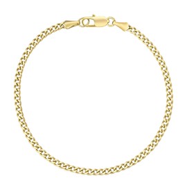 KRKC Men's Bracelet, 14K Gold Plated/Silver Colour 3/5/7/9 mm Stainless Steel Curb Chain Cuban Bracelet, Nickel-Free Rustproof Bracelets for Men, Length 17.8 - 22.9 cm, Stainless Steel