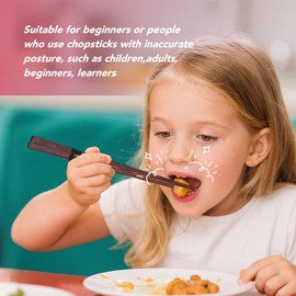 EAEDMY 7 Pairs Training Kid Adult Chopsticks and Trainers for Beginners, Japanese Wooden Beginners Training Chopsticks Helpers Set, Reusable, Dishwasher Safe, L8.86Inch (3.Rosewood)