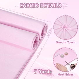 Pink Muslin Fabric - 100% Cotton, 5 Yards by The Yards Quilting - Cozy Fabric for DIY Sewing & Clothing Design