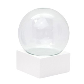 40099 DIY DIY Snow Globe with Glass Ball and Polyresin Base White Square - 120 mm Diameter - Individual Shake Ball - Make Your Own Glitter Ball