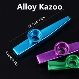 WANDIC Aluminum Alloy Kazoo and 3 Membrane Flute Diaphragm Mouth Kazoos with Vintage Gift Box Gold (type 1, Gold)