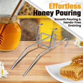 Flexzion Honey Bucket Holder Rack - 44 lbs Capacity, Stainless Steel 5 Gallon Bucket Stand for Honey Extraction, Easy Pour & Drain Bee Honey Bucket Pouring Rack Stand Holder for Beekeepers