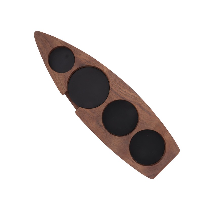 Boat Shape Coffee Tamper Holder Walnut Wood Coffee Distributor Holder