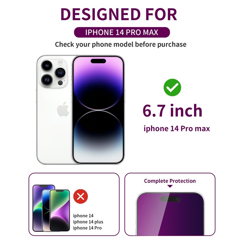 Ifaeveus 2 Pack Privacy Screen Protector for iPhone 14 Pro
