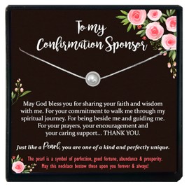 Confirmation Sponsor Gifts for Women, 925 Sterling Silver Pearl Necklace with Meaningful Message, Ready To Gift