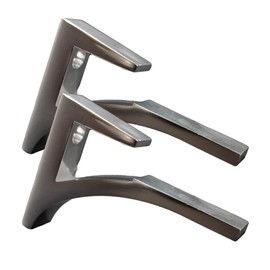 Dulles Glass Floating Shelf Brackets, Aluminum Heavy Duty, Chrome, for Glass, Wood, Acrylic Wall Mounted Shelf Support. 2 Pack.