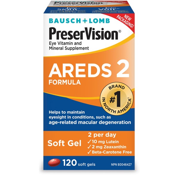 Bausch & Lomb PreserVision AREDS2 Formula Eye Vitamin and Mineral Supplement
                            120 Capsules