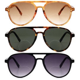 zooxsky 3 Pack Aviator Bifocal Reading Sunglasses for Women Men Retro Oversized Pilot Sun Readers Glasses Lens Shades UV400+1.50