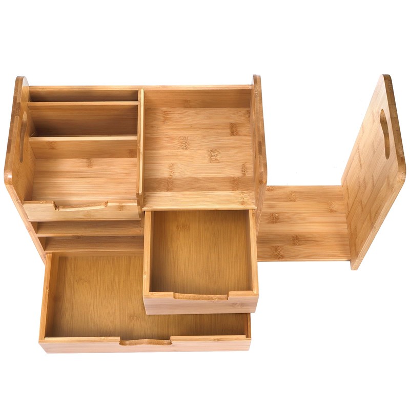 ZOOFOX Bamboo Desk Organizer with Adjustable File Holder, Mail Organizer