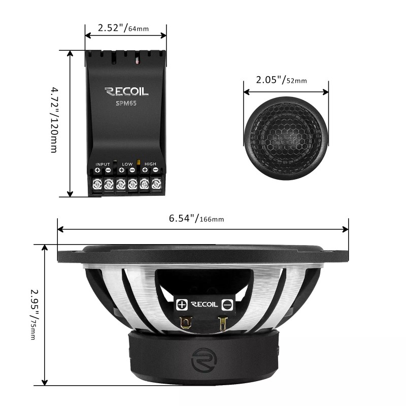 RECOIL SPM65 Level-2 Series 6.5-Inch Car Audio Component Speaker System