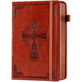 CAGIE Leather Lined Journal Notebook for Men & Women, Debossed Cross, 320 Pages 100 GSM Thick Paper, A5 Hardcover Journaling Notebooks for Writing, 5.7'' X 8.3'' Diary, Rust Brown