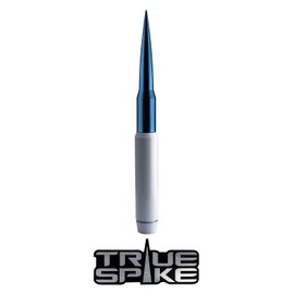 TRUE SPIKE 9 inch White Blue TIP PENETRATOR Fat Bullet Antenna with Anti-Theft + Copper Coil in Heavy Gauge CNC Machined Billet Aluminum Short Compatible with Toyota Tundra