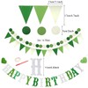 Recosis Birthday Decorations, Green Party Decorations for Birthday Banner Curtains