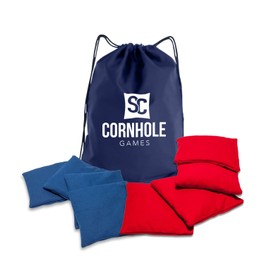 SC Cornhole Games Weather Resistant Cornhole Bags (Set of 8) - Professional Regulation Size- Use on Pro Corn Hole Boards or Bean Bag Toss Sets (Red/Royal Blue)