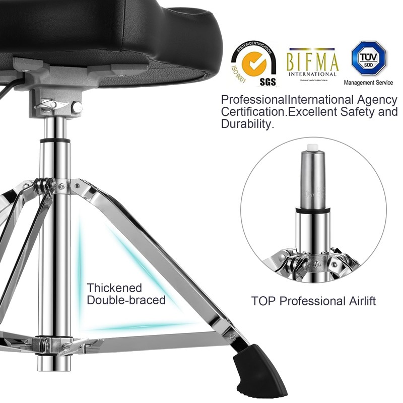 TENTOTEN Drum Throne Hydraulic Drum Stool, Removable Ergonomic Drum Seat