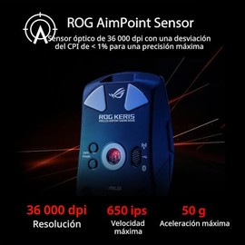 ASUS Mouse ROG 70M Mechanical Switch USB 2.0 Bluetooth 5.1 RF 2.4GHZ P709 ROG KERIS WL AIMPOINT/BLK