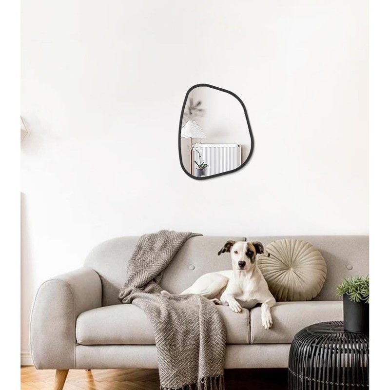 HLFMVWE Asymmetrical Mirror for Wall Irregular Oval Wood Frame Modern