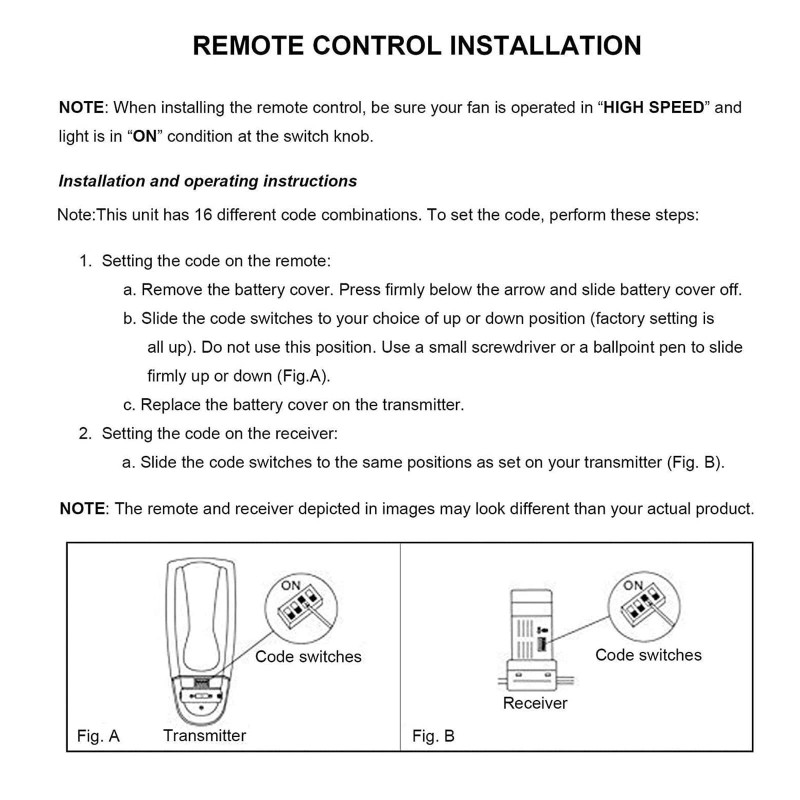 Breeze Bay Universal Ceiling Fan Remote Control and Receiver Kit