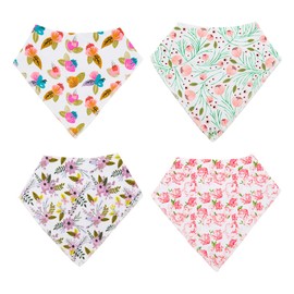 10 Pack ALVABABY Baby Drool Bandana Bibs For Drooling Teething Feeding Reusable Adjustable Snaps Super Absorbent 100% Cotton Unisex Boys Girls Newborn Infant Toddler Pink Burp Bibs Baby Gifts