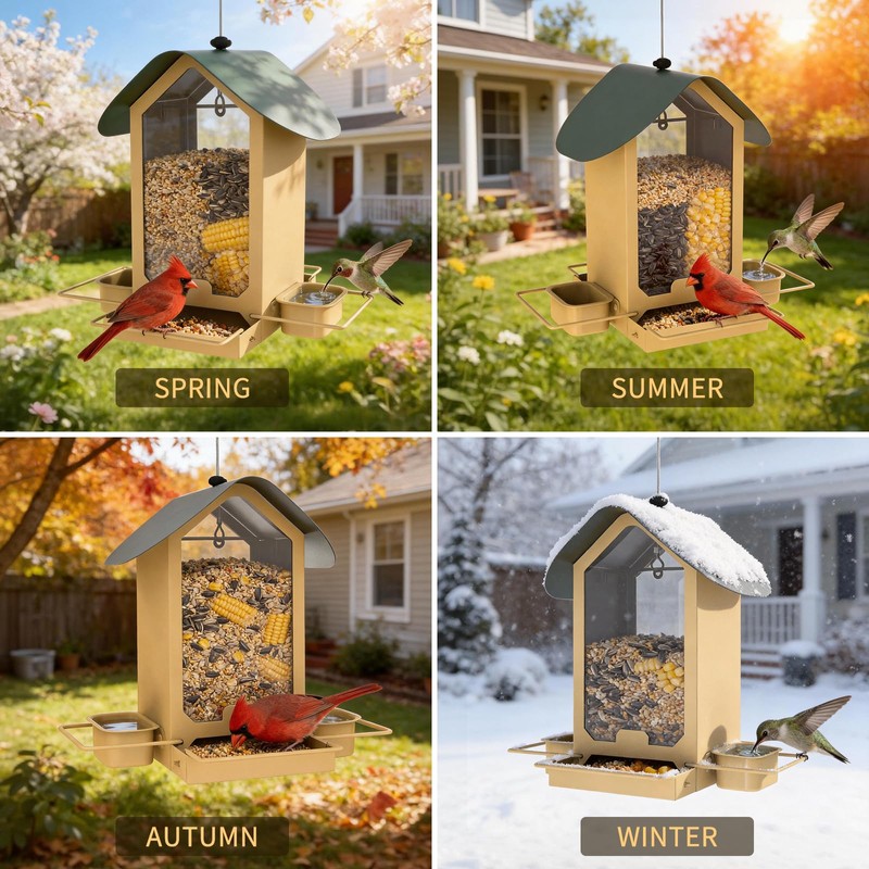 FlowaFoli Metal Bird Feeders for Outdoors | Both Sides Removable