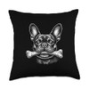 French Bulldog With Toy Bone, Funny Simple Dog Throw Pillow