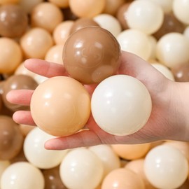 TRENDPLAY Ball Pit Balls Pack of 100 - BPA&Phthalate Free Non-Toxic Play Balls Soft Plastic Balls for 1 2 3 4 5Years Old Toddlers Baby Kids Birthday Pool Tent Party (2.16inches) Brown+Gradient Beige