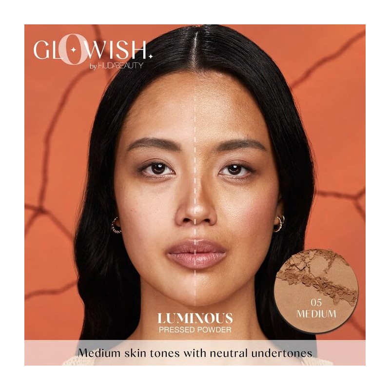 HUDA BEAUTY GloWish Lightweight Blurring Pressed Powder 05 Medium