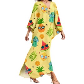 MAKABO Kaftan Dresses for Women, Cruise Outfits for Women, Fruit Print Plus Size Cover Ups Caftan Beach Dresses