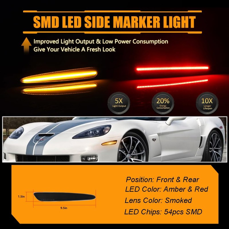 OFFKAT Front & Rear Fender LED Side Lights for Chevy
