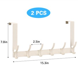 acDesign 2Pcs Over The Door Hooks,Door Hanger Hook with 24 Hooks,Over The Door Towel Racks for Bathroom Bedroom Kitchen, White