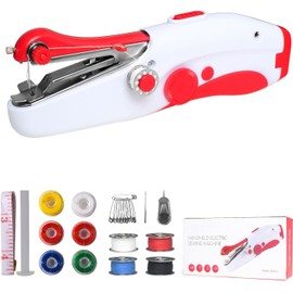 Handheld Sewing Machine, Mini Portable Electric Sewing Machine for Beginners Adult, Easy to Use and Fast Stitch Suitable for Clothes,Fabrics, Cutains,DIY Home Travel (White)