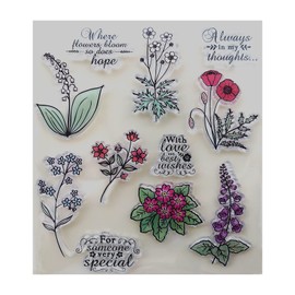 Abchoice Little Flowers Clear Stamps - Reusable Stamp for DIY Scrapbooking & Card Making Decoration (5.3" x 5.9")