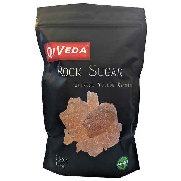QiVeda Premium Rock Sugar | Chinese Yellow Crystal | 16oz (454g)