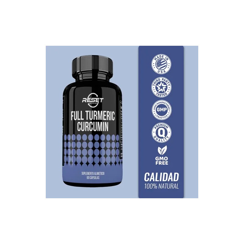 Reset Nutrition Turmeric Cúrcuma Salud Articulaciones 60cáps Sin Sabor